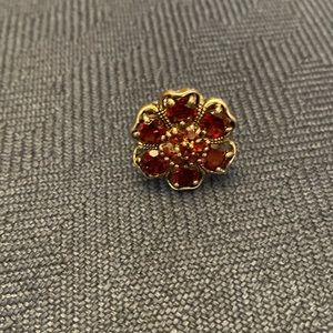 Sterling silver, garnet cocktail ring